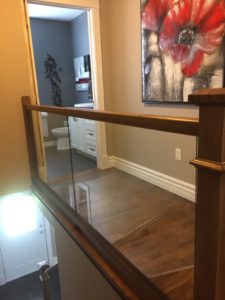 glass panel and box newel post and modern square handrail